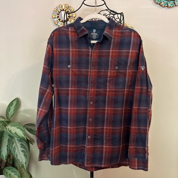 Kuhl Other - Kuhl Men's Long Sleeve Plaid Flannel Button Front Shirt Large, Blue/Red Cotton